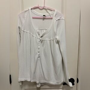 We the Free Women's White waffle Button-Up Top